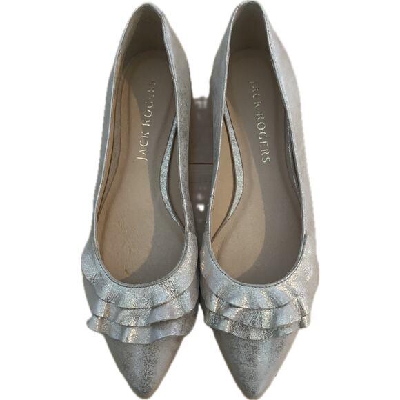 NWOB Jack Rogers Rosie Ruffle Gold Flats Size 8.5 - Picture 3 of 4